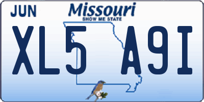 MO license plate XL5A9I