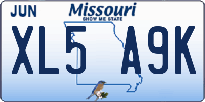 MO license plate XL5A9K