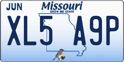 MO license plate XL5A9P