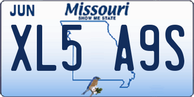 MO license plate XL5A9S
