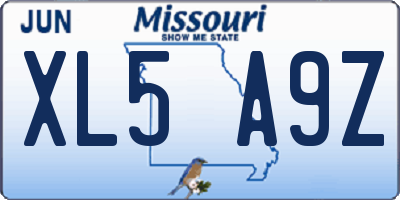 MO license plate XL5A9Z