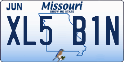 MO license plate XL5B1N