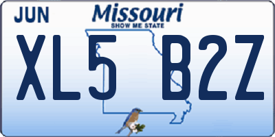 MO license plate XL5B2Z