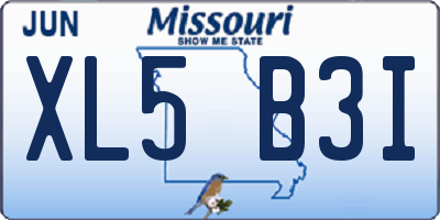 MO license plate XL5B3I