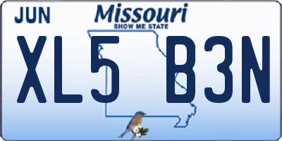 MO license plate XL5B3N