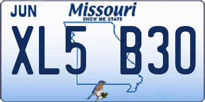 MO license plate XL5B3O