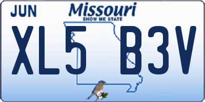MO license plate XL5B3V