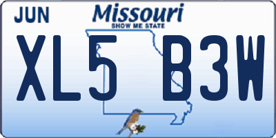 MO license plate XL5B3W