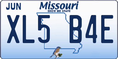 MO license plate XL5B4E