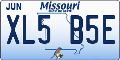 MO license plate XL5B5E