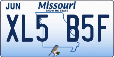 MO license plate XL5B5F