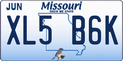 MO license plate XL5B6K