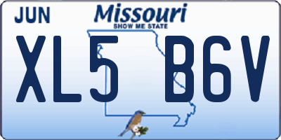 MO license plate XL5B6V