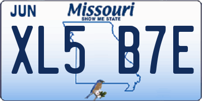 MO license plate XL5B7E