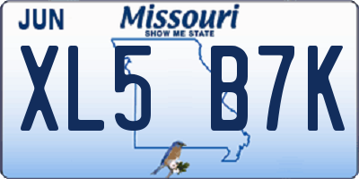 MO license plate XL5B7K