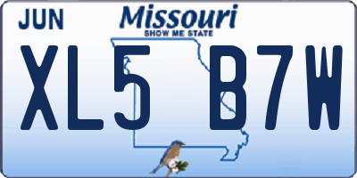 MO license plate XL5B7W
