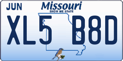 MO license plate XL5B8D