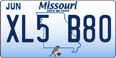 MO license plate XL5B8O