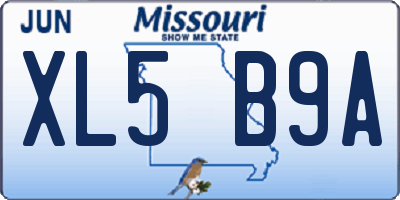 MO license plate XL5B9A