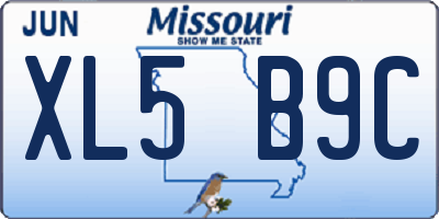 MO license plate XL5B9C