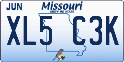 MO license plate XL5C3K