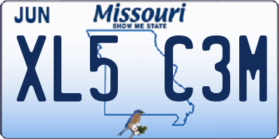 MO license plate XL5C3M