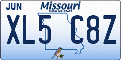 MO license plate XL5C8Z