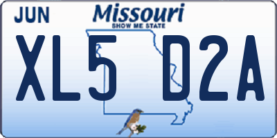 MO license plate XL5D2A