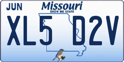 MO license plate XL5D2V