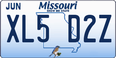 MO license plate XL5D2Z