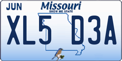 MO license plate XL5D3A