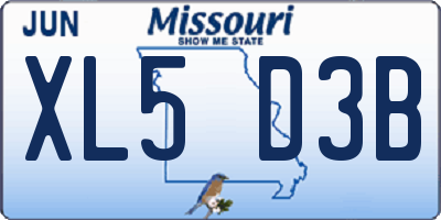 MO license plate XL5D3B