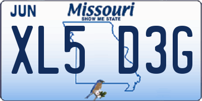 MO license plate XL5D3G