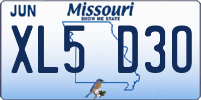 MO license plate XL5D3O