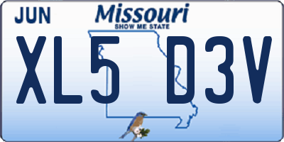 MO license plate XL5D3V