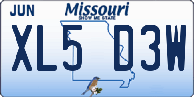 MO license plate XL5D3W