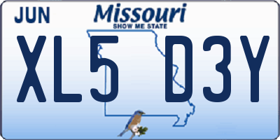 MO license plate XL5D3Y