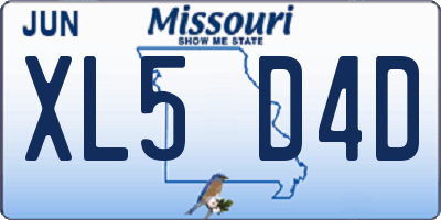 MO license plate XL5D4D