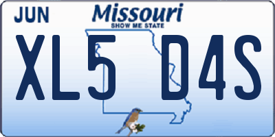 MO license plate XL5D4S