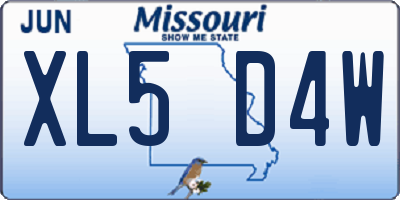 MO license plate XL5D4W