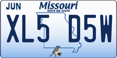MO license plate XL5D5W