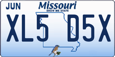 MO license plate XL5D5X