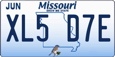 MO license plate XL5D7E