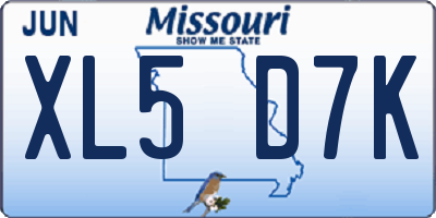 MO license plate XL5D7K