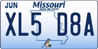 MO license plate XL5D8A