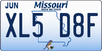 MO license plate XL5D8F