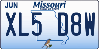 MO license plate XL5D8W