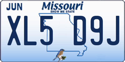 MO license plate XL5D9J