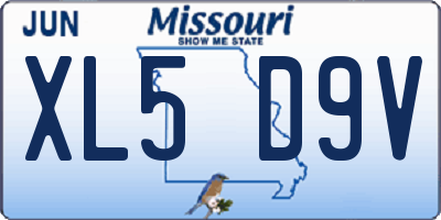 MO license plate XL5D9V