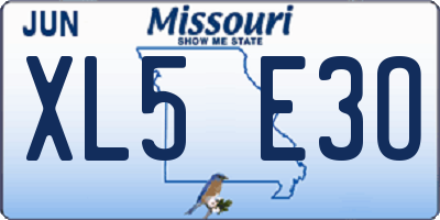 MO license plate XL5E3O